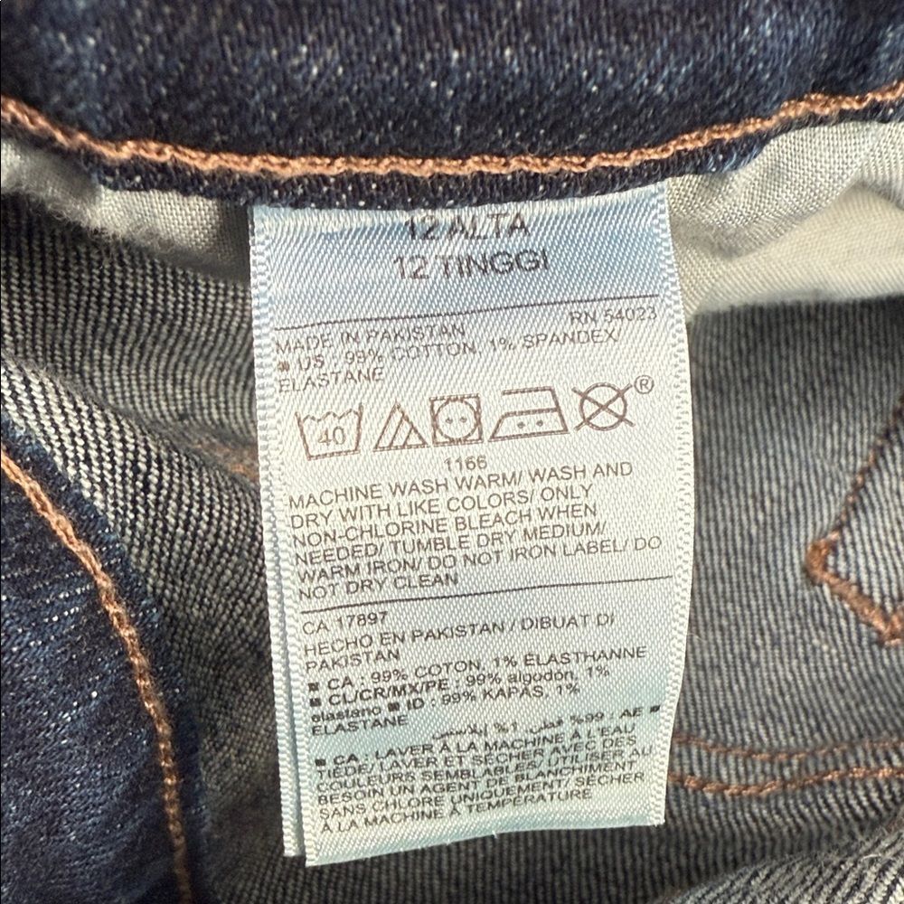 Old Navy Jeans Wm 12 Tall Extra High Rise Curvy Ski Hi Straight Dark Wash Slim - Picture 12 of 13